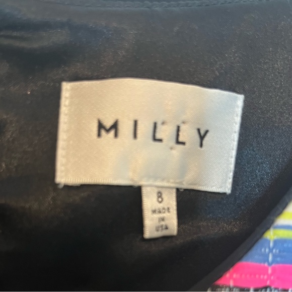 Milly Mod Neon raffia Woven Mini Dress Lined Sz 8 - Picture 7 of 9